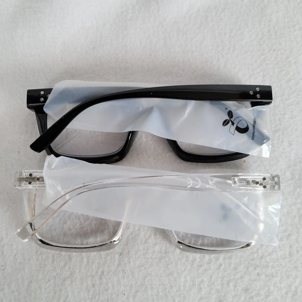 Hummingbird Womens Square Reading Glasses Santa Fe Blue Light +3.50 Black Clear
